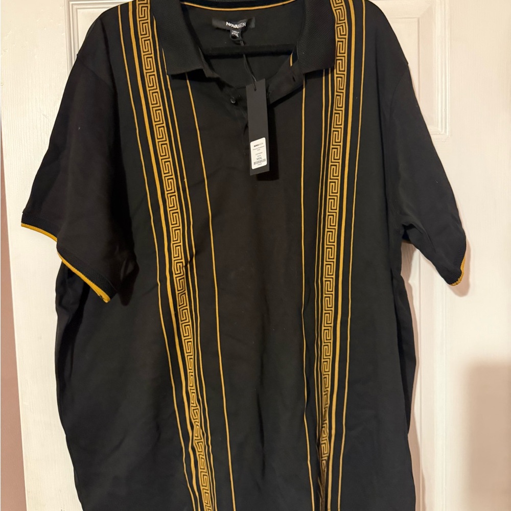 Fashion Nova Black Polo with Gold Accents